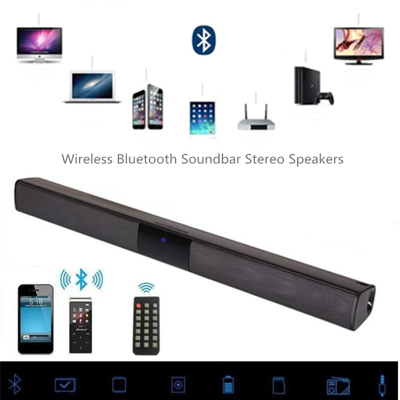 

Wireless Bluetooth Surround Soundbar Stereo Speakers Hifi Home Theater TV Sound Bar Surround Sound System AUX TF FM Radio Column