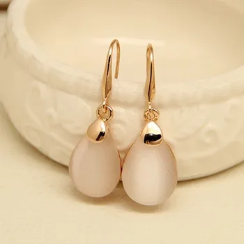 

Fashion Geometric Water Drop Rice White Trendy Opal Earrings Stone Vintage Accessories Dangle Earrings for Women Jewelry