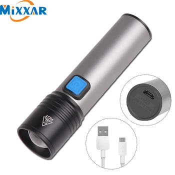 

ZK20 Dropshipping T6 LED Flashlight waterproof Built-in 1200mAh battery USB Rechargeable zoomable torch light Camping Cycling