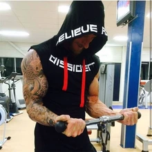 Мужская брендовая одежда для тренажерного зала фитнеса мужская майка с капюшоном для бодибилдинга майка для тренировки майка без рукавов