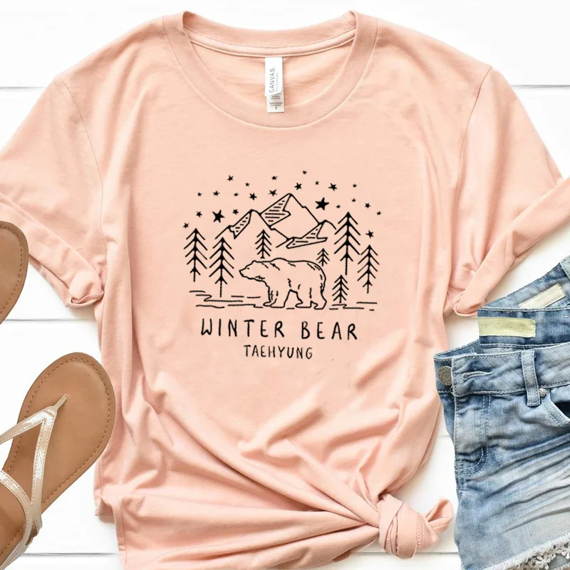 Женская футболка из чистого хлопка 100% зимняя Футболка с принтом пива Taehung женская