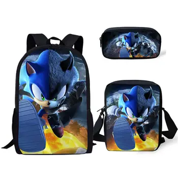 

Fashion Anime Sonic Custom pattern Girls School Bags for Kids 3pcs School Bag Set Children Bookbags Students School Rucksack