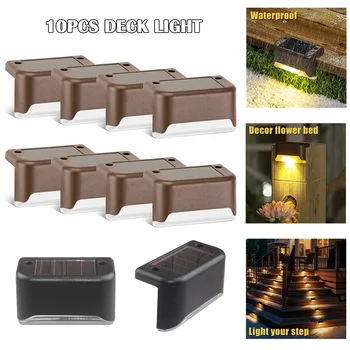 

Newest 10Pcs Solar Powered LED Deck Lights Outdoor Path Garden Stairs Step Fence Lamp