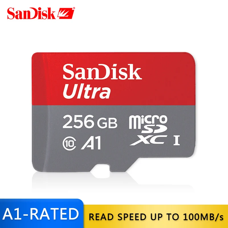 SanDisk MicroSD 16 Гб оперативной памяти, 32 Гб встроенной памяти, слот для карт памяти 64 ГБ 128 ГБ 256 ГБ до 100 МБ/с. TF карты Class10 картридер 2 микро-sd карта SDXC для планшета/смартфона