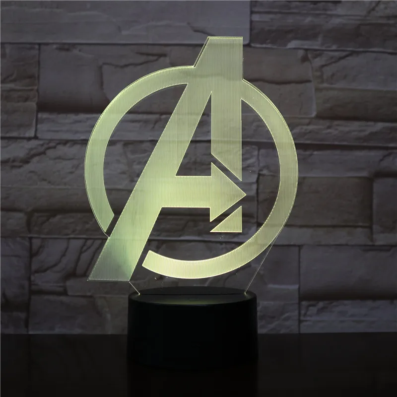 Marvel Figure Projection Lamp Remote Control 3D Table Lamp Avengers Party Decoration Sleep Nightlight