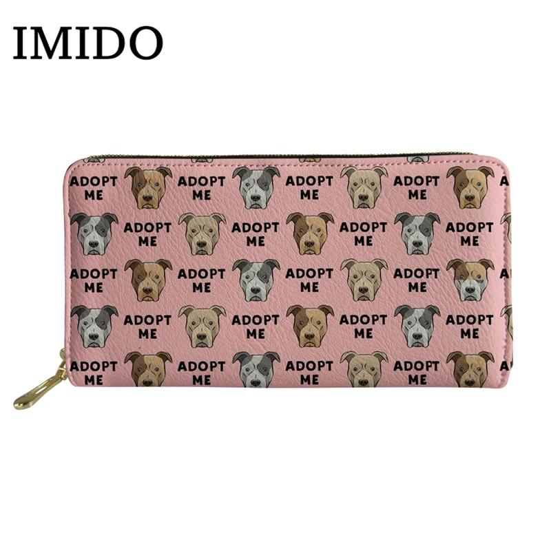 IMIDO новые кошельки с мультяшным принтом питбулл, длинные кожаные кошельки-клатчи, водонепроницаемые сумки для денег, монет, карт, для подарка, модный кошелек