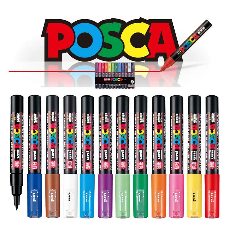 UNI Posca маркеры PC-1M 8/12 Цветов костюм в маркер для рисования набор ручек поп-плакат на водной основе рекламы граффити ручка школьные 0,7 мм