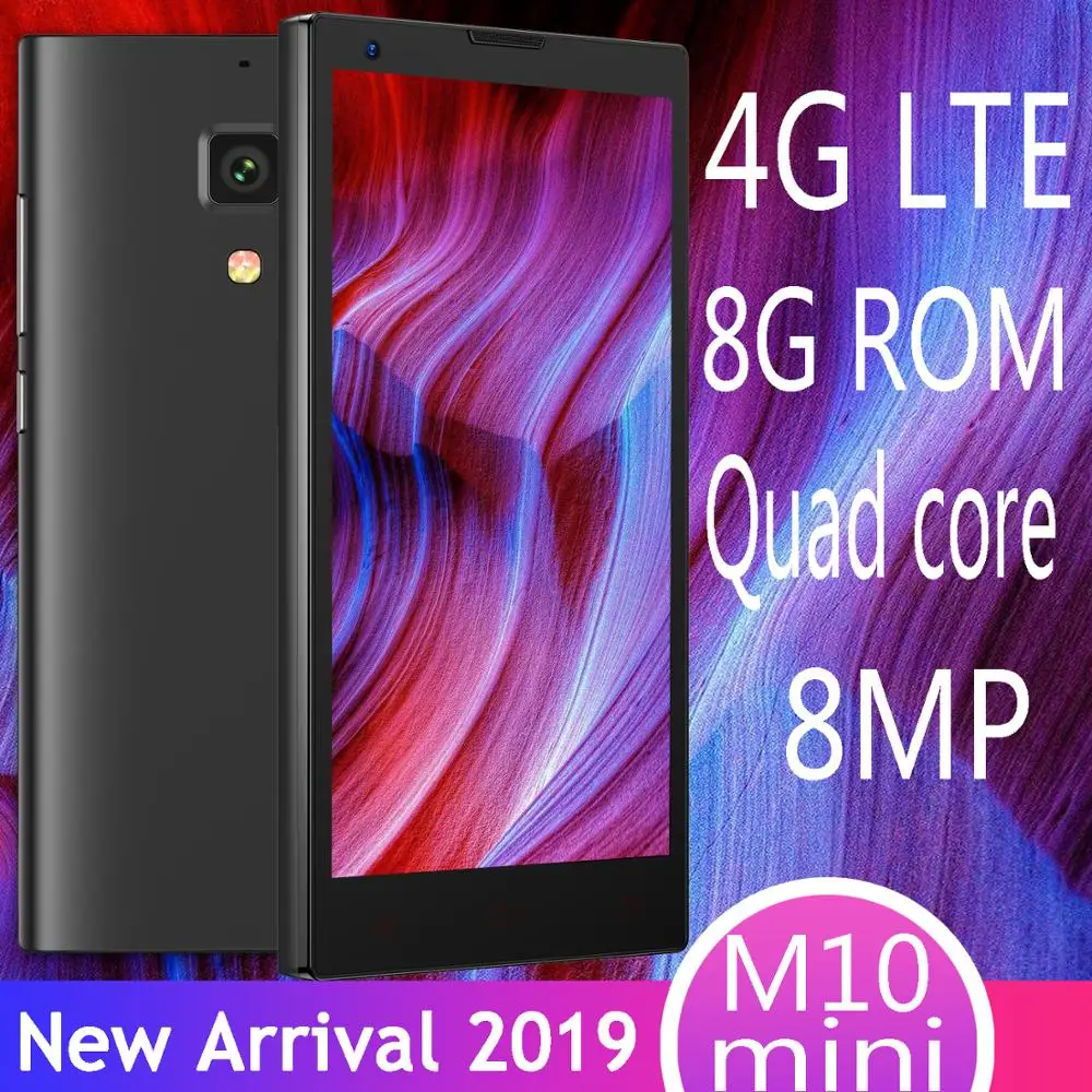 

4G LTE M10 mini quad core 8G ROM smartphones 1G RAM 2MP+8MP HD Camera android mobile phones cheap celulars unlocked MTK6580 NEW