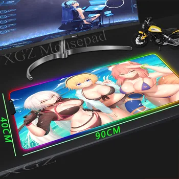 

XGZ Customized Large RGB Gaming Mouse Pad Lock-edge Anime Sexy Swimsuit Sisters Computer Desk Mat Non-slip 900x400 / 800x300 Xxl