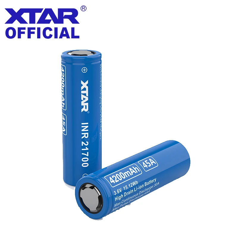 XTAR 21700 аккумулятор 45A Импульсный разряд плоский верх батареи INR 4200 мАч