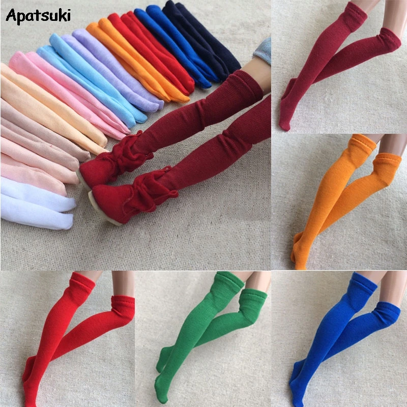 1pair Assorted Color Stocking for Blythe 1:6 Doll Socks For Barbie Thigh High Over the Knee Sock For Momoko Doll Accessories pregnant women s socks maternity stringy selvedge sock solid color simplicity cotton socks for women elastic loose socks