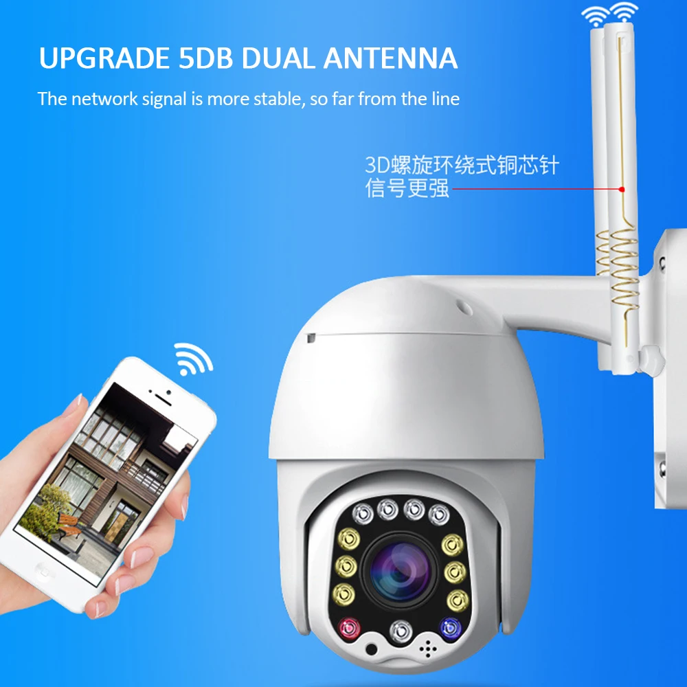 Wifi камера наружная камера наблюдения с датчиком PTZ IP камера H.265X 1080p скорость купольная CCTV Камера Безопасности s IP камера wifi Внешняя 2MP IR домашняя съемка