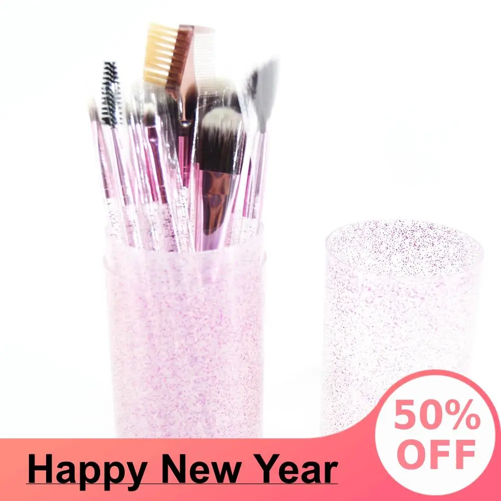 

Shining Cylinder Makeup Brush Eyeshadow Lip Face Eyebrows Eyelashes Comb 12PCS Make up Sets Brushes