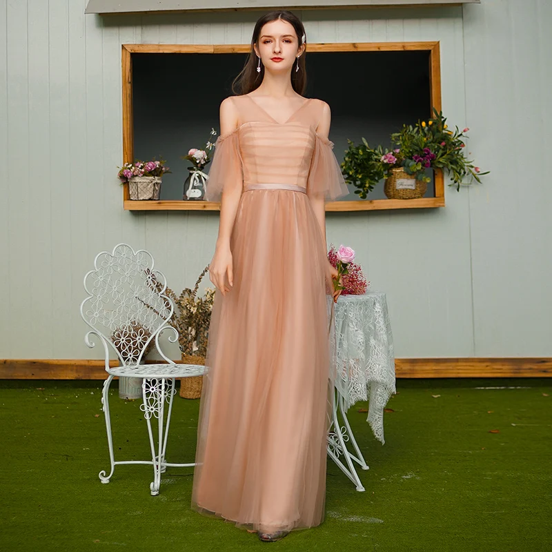 

V-neck Sleeveless Bridesmaids Dresses Elegant Vestido Largo Sirena Guest Wedding Party Dress Sexy Prom Special Occasion Dresses