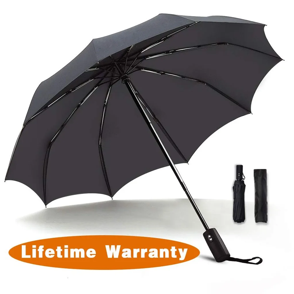 Автоматический Зонт двойной солнцезащитный зонтик женский непромокаемый Зонт мужской защитный чехол зонтик ветровое стекло ветрозащитный# YL15 - Цвет: Черный