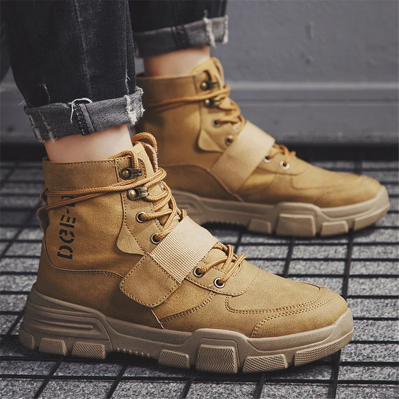 

Oeak British style boots Men's Sneakers For winter High-top boots with Lace up men's winter shoes