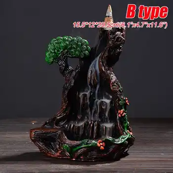 

Backflow Incense Burner Waterfall Ceramic Smoke Mountain River Handicraft Incense Censer Holder Home Decor With 60 Cones