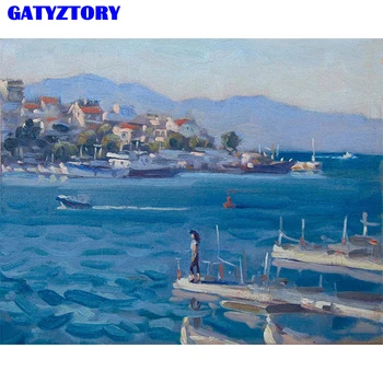 

GATYZTORY Frame Landscape Oil Painting by Numbers on Canvas Full Set DIY Kits Acrylic Wall Art For Home Decor