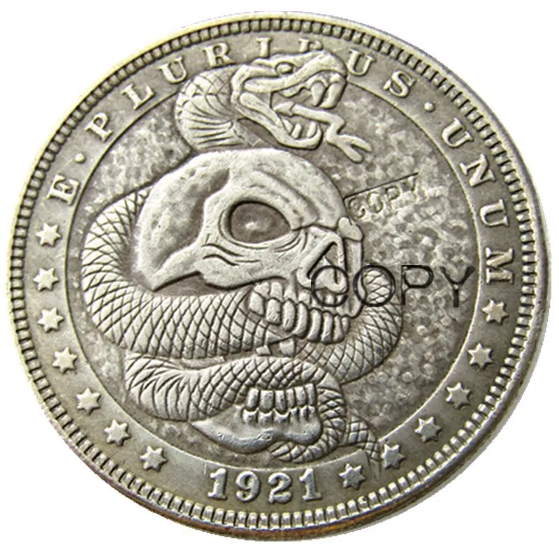 US Hobo 1921 Morgan Dollar Череп Зомби Скелетон посеребренные копии монет|Безвалютные