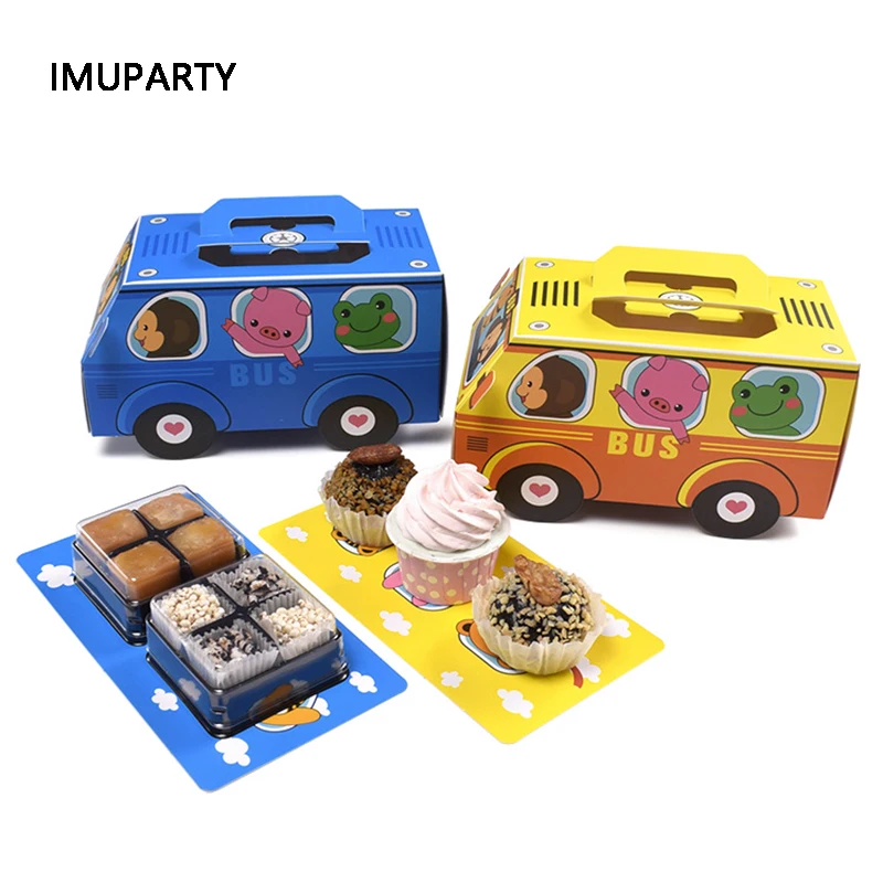 

Animals in Bus Candy Box Cake Packaging Box Gift Box Birthday Party Decorations Kids Back To School Jungle Party Anniversaire