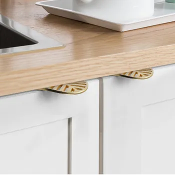 

32 64mm modern simple hidden Surface mounted cutout stain brass pearl gary kitchen cabinet dresser cupboard drawer handle knob