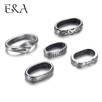 

316L Stainless Steel Oval Large Hole Spacer Beads 12x6mm Leather Cord Bracelet Slide Charms DIY Jewelry Making Men Accessories