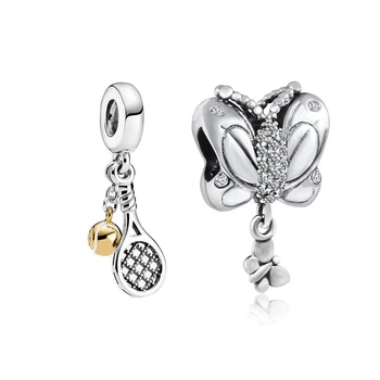 

2020 Summer New High-quality 100% S925 Sterling Silver Butterfly Tennis Racket And Ball Series Charm Female Charm Accessories