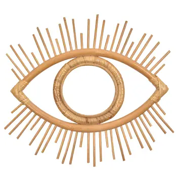 

Rattan Crafts Eye Shape Frame Makeup Mirror Creative Decorative Photo Wall Hanging Frame Decoration