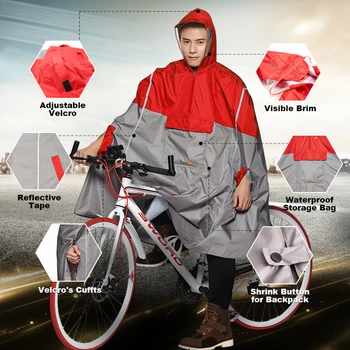 

QIAN Impermeable Raincoat Women/Men Outdoor Rain Poncho Backpack Reflective Design Cycling Climbing Hiking Travel Rain Cover