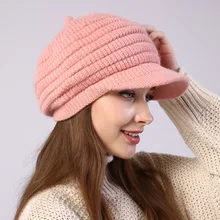 Вязаные мягкие бейсбольные шапки из кроличьей шерсти, береты, сохраняющие тепло, остроконечная Кепка, зимние шапки для женщин, новые шапочки