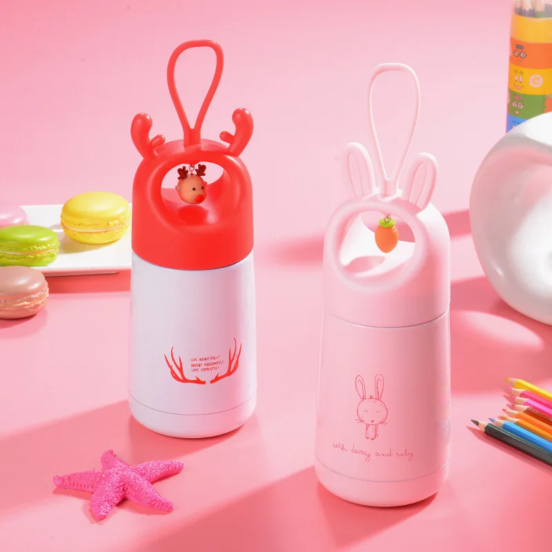 

500ml Cartoon Rabbit Thermos Mug Cute Pendant Stainless Steel Vacuum Flask Student Creative Insulated Cup Portable Water Bottle