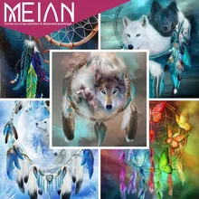 Алмазная вышивка MEIAN Wolf квадратная/круглая 5d с изображением