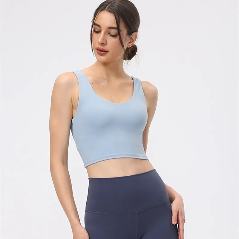 

Cross Back Yoga Vest Sports Top For Women Gym Crop Top V collar Fitness Underwear Moisture Wicking Activewear Running Tank Tops
