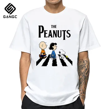 

New Peanuts Dog Charlie Brown Funny Men's T-shirt Cartoon t shirt men Unisex New Fashion tshirt Loose Vintage t shirt