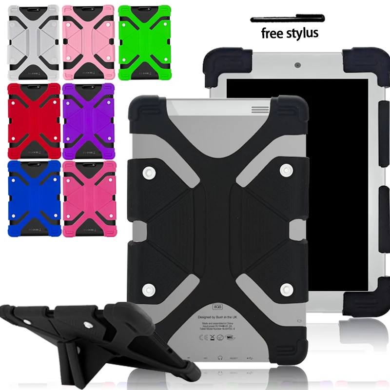 

Silicone Stand Case Cover for Prestigio Grace/MultiPad/Muze/Wize 10.1" With Bracket Function Shockproof Protective Case+Stylus