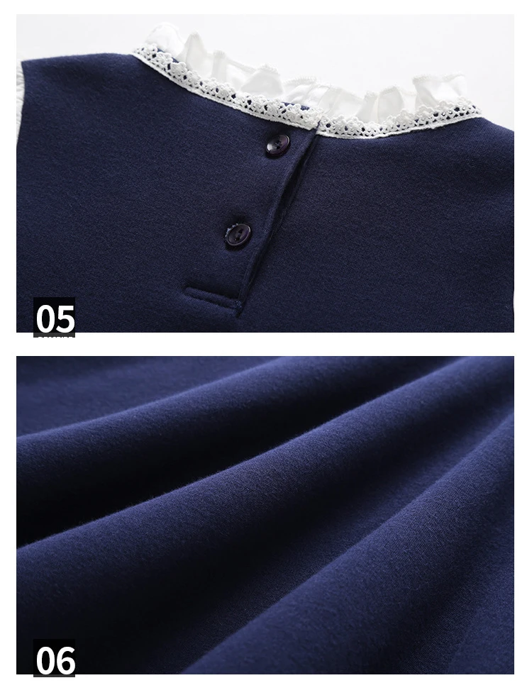 Back To School 2019 New Girls Clothing Dress Baby Casual Dress Kids Patchwork Fall Clothes Children Long Sleeve Dress Blue White (3)