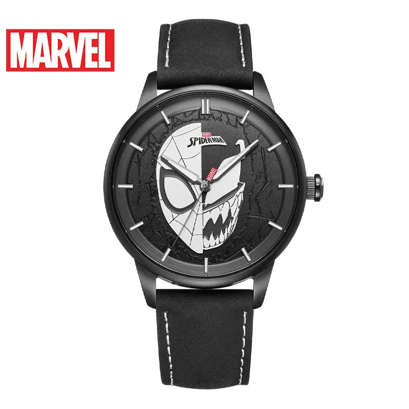 Оригинальные мужские часы Marvel люксовый бренд мужские спортивные часы Человек-паук Кварцевые наручные часы с кожаным ремешком часы 50 м водонепроницаемые