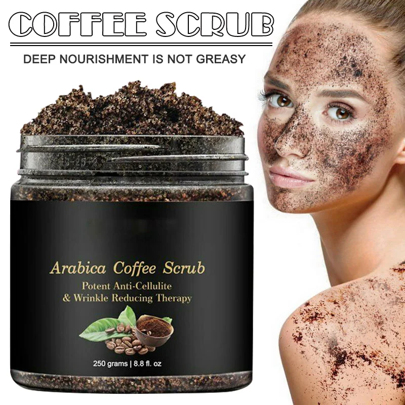 

Coffee Treatment Scrub Sea Salt Exfoliating Cleansing Body Moisturizing Whitening Brightening Face Scrub Removal Cream V9-Drop