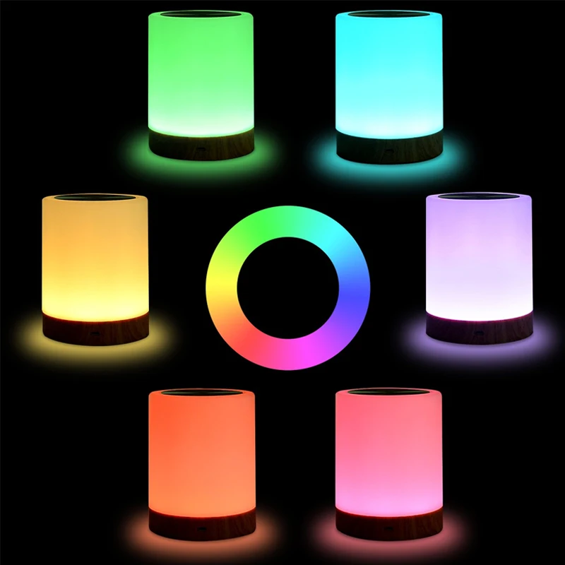 Portable Table Night Light Bedside Lamp Rechargeable RGB Dimmable Light Home Decor TP899