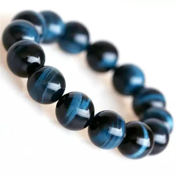 

Genuine Natural Blue Tiger Eye Bracelet For Women Men Gemstone Round Beads Strong Cat Eye Crystal Fashion Bracelet Jewelry AAAAA