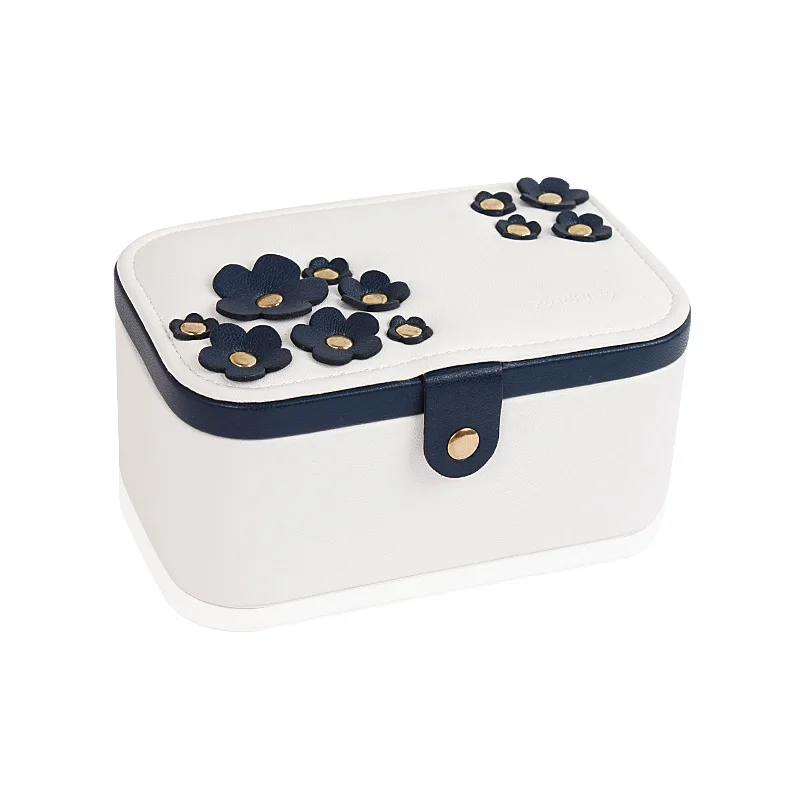 

3D Flower Decor Exquisite Home Portable Jewelry Box Women Jewellery Storage Organizer Fashion Ring Earrings Container Case