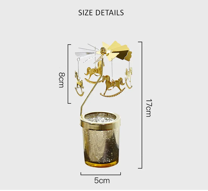 Золотой вращающийся подсвечник Go Round CandleChirstmas Metal Rotaing подсвечник Романтический вращающийся подсвечник украшение дома