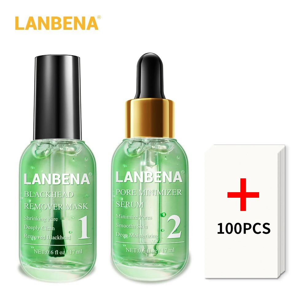 Средство для удаления угрей LANBENA набор маска лица + Усадочные поры разглаживающая