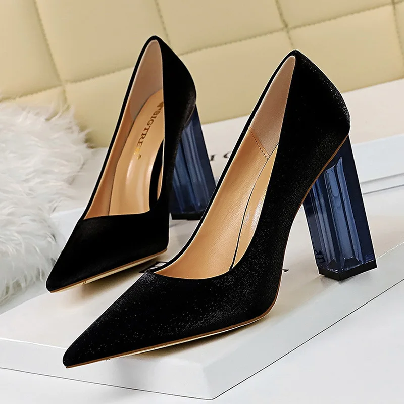 Туфли лодочки Bigtree женские пикантные шелковые туфли на высоком прозрачном