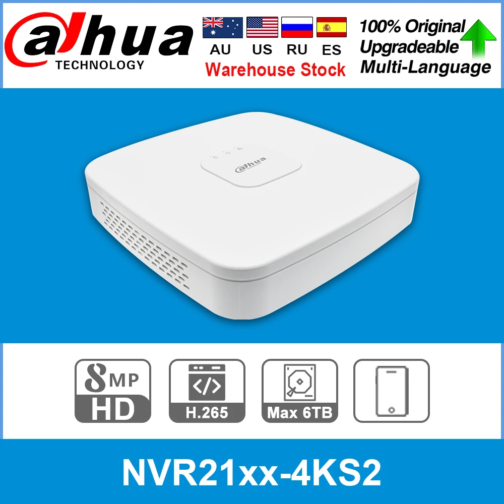 Сетевой видеорегистратор Dahua оригинальный мобильный телефон 4 к NVR NVR2104 4KS2 NVR2108 NVR2116 4/8/16CH 1U Lite Видео