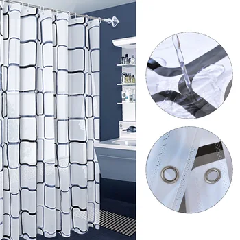 

Home Fashion Mildew Resistant For Bathroom Easy Install Printed Multifunctional Extra Long Modern Shower Curtain PEVA Waterproof