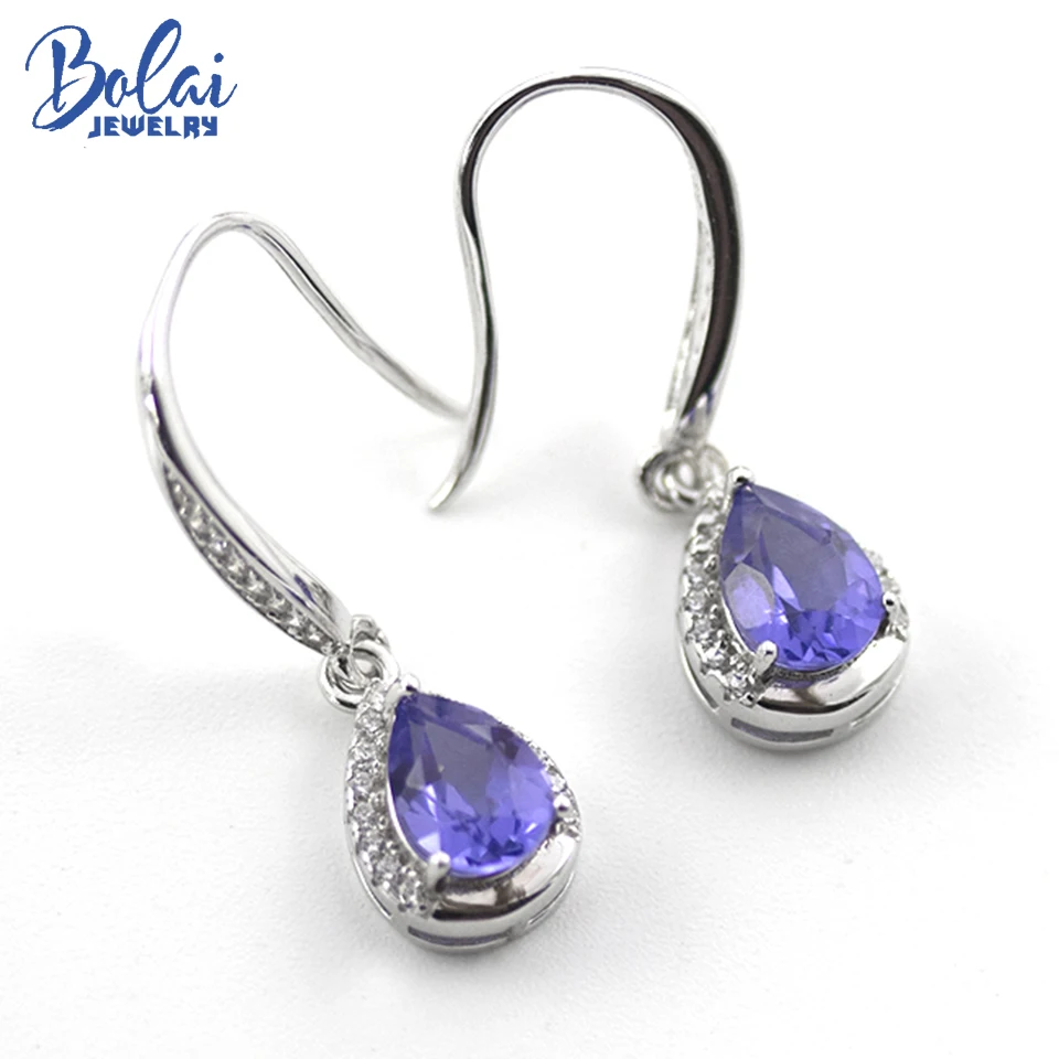 2019 nano tanzanite dangle earrings genuine 925 sterling silver pear gemstone fine jewelry tear drop earring for women girls