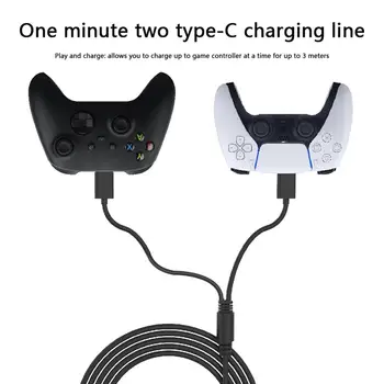

for PS5 Switch Mobile Phone 3m 2 in 1 Type-C Gamepad Console Charging Cable 40W Fast Charging Over Voltage Protection Power Cord