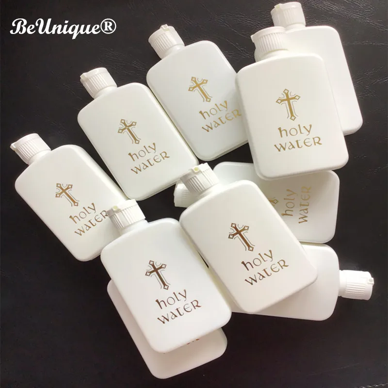 

Religious supplies Christian Easter events holy water bottle 100ML Hot Stamping Cross PS plastic square bottle