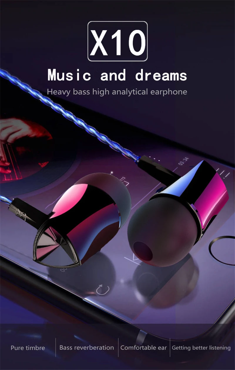 noise cancelling headphones 2021 New Wired Earphones X10 Upgrade Version 3.5mm Subwoofer Stereo Earbuds Gaming Headset For Huawei Xiaomi Samsung bluetooth headphones with mic